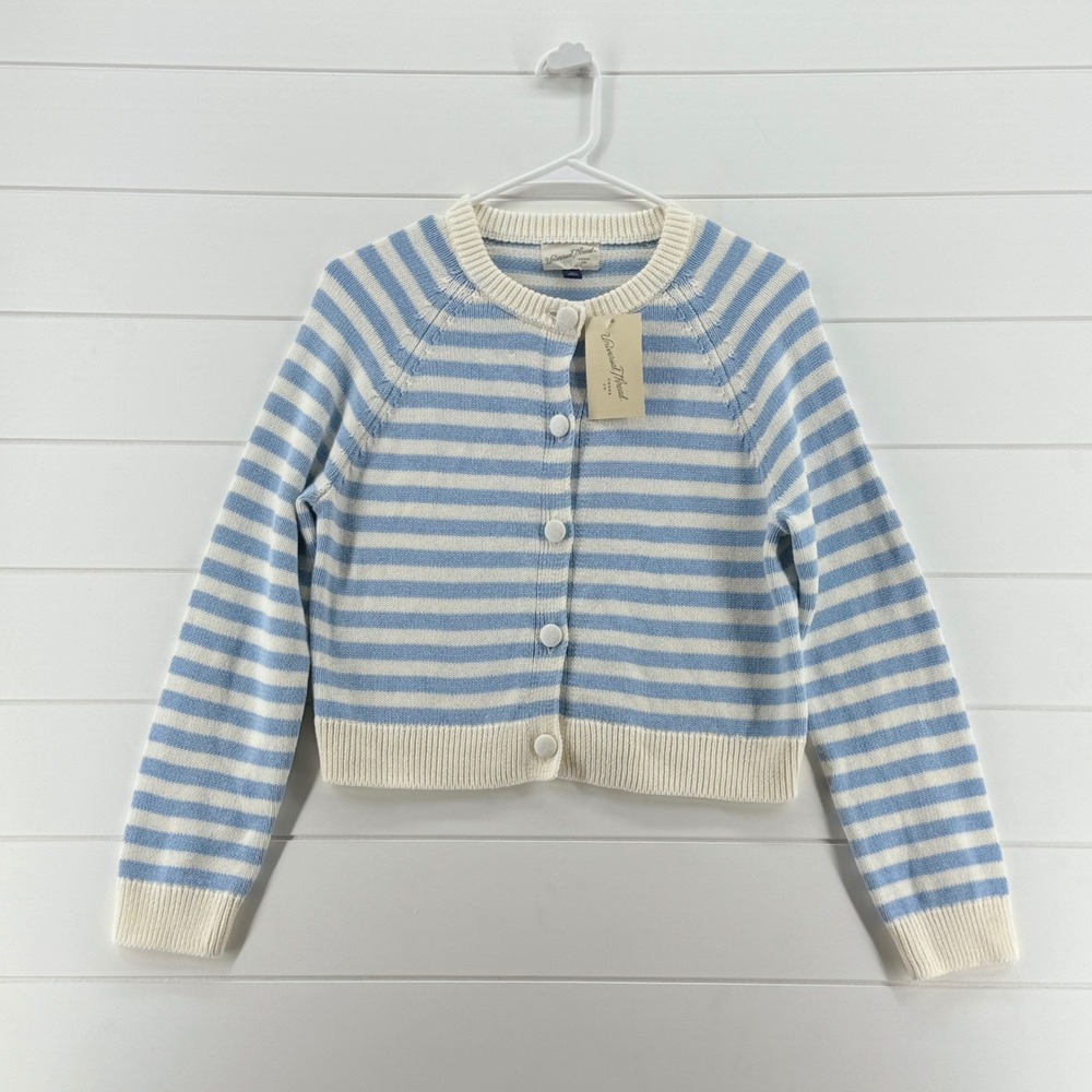 Universal Thread Blue Cream Striped Button Front Cardigan Sweater XS NWT